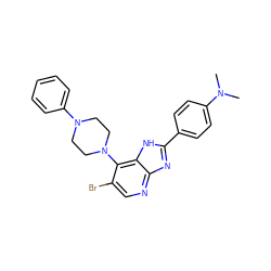 CN(C)c1ccc(-c2nc3ncc(Br)c(N4CCN(c5ccccc5)CC4)c3[nH]2)cc1 ZINC000049047565