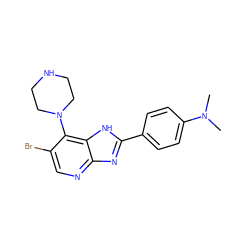 CN(C)c1ccc(-c2nc3ncc(Br)c(N4CCNCC4)c3[nH]2)cc1 ZINC000049111433