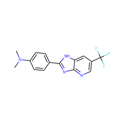 CN(C)c1ccc(-c2nc3ncc(C(F)(F)F)cc3[nH]2)cc1 ZINC000028824595