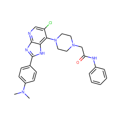 CN(C)c1ccc(-c2nc3ncc(Cl)c(N4CCN(CC(=O)Nc5ccccc5)CC4)c3[nH]2)cc1 ZINC000049109461