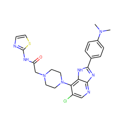 CN(C)c1ccc(-c2nc3ncc(Cl)c(N4CCN(CC(=O)Nc5nccs5)CC4)c3[nH]2)cc1 ZINC000028824607