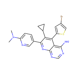 CN(C)c1ccc(-c2nc3ncnc(N)c3c(-c3cc(Br)cs3)c2C2CC2)cn1 ZINC000013529855