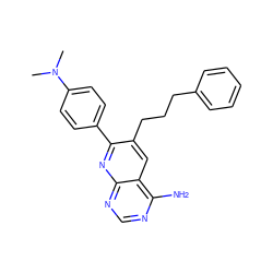 CN(C)c1ccc(-c2nc3ncnc(N)c3cc2CCCc2ccccc2)cc1 ZINC000028475022