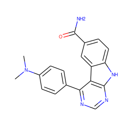 CN(C)c1ccc(-c2ncnc3[nH]c4ccc(C(N)=O)cc4c23)cc1 ZINC000003961836