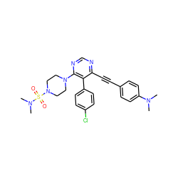 CN(C)c1ccc(C#Cc2ncnc(N3CCN(S(=O)(=O)N(C)C)CC3)c2-c2ccc(Cl)cc2)cc1 ZINC000028646494