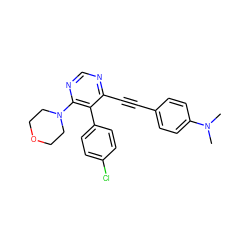 CN(C)c1ccc(C#Cc2ncnc(N3CCOCC3)c2-c2ccc(Cl)cc2)cc1 ZINC000028646489