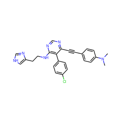 CN(C)c1ccc(C#Cc2ncnc(NCCc3c[nH]cn3)c2-c2ccc(Cl)cc2)cc1 ZINC000028646484