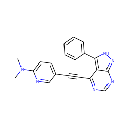 CN(C)c1ccc(C#Cc2ncnc3n[nH]c(-c4ccccc4)c23)cn1 ZINC000028352846