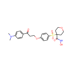 CN(C)c1ccc(C(=O)CCOc2ccc(S(=O)(=O)C3(C(=O)NO)CCOCC3)cc2)cc1 ZINC000071331290