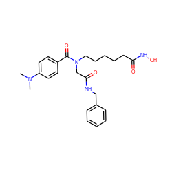 CN(C)c1ccc(C(=O)N(CCCCCC(=O)NO)CC(=O)NCc2ccccc2)cc1 ZINC001772648698