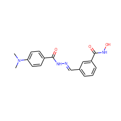 CN(C)c1ccc(C(=O)N/N=C/c2cccc(C(=O)NO)c2)cc1 ZINC000653687432