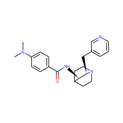 CN(C)c1ccc(C(=O)N[C@@H]2C3CCN(CC3)[C@@H]2Cc2cccnc2)cc1 ZINC000028524937