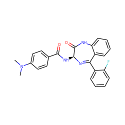 CN(C)c1ccc(C(=O)N[C@@H]2N=C(c3ccccc3F)c3ccccc3NC2=O)cc1 ZINC000013601602