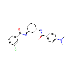 CN(C)c1ccc(C(=O)N[C@H]2CCC[C@H](NC(=O)c3cccc(Cl)c3)C2)cc1 ZINC000095586751