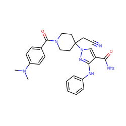 CN(C)c1ccc(C(=O)N2CCC(CC#N)(n3cc(C(N)=O)c(Nc4ccccc4)n3)CC2)cc1 ZINC000222086718