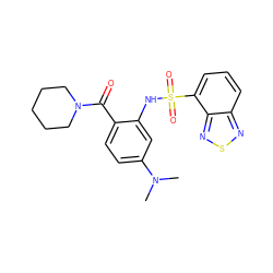 CN(C)c1ccc(C(=O)N2CCCCC2)c(NS(=O)(=O)c2cccc3nsnc23)c1 ZINC000040576054