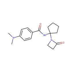 CN(C)c1ccc(C(=O)NC2(N3CCC3=O)CCCC2)cc1 ZINC000001410249