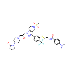 CN(C)c1ccc(C(=O)NCCSc2cc(-c3nn(C[C@H](O)CN4CCC(N5CCCC5=O)CC4)c4c3CN(S(C)(=O)=O)CC4)ccc2C(F)(F)F)cc1 ZINC000095538398