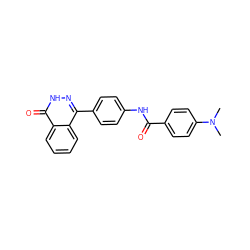 CN(C)c1ccc(C(=O)Nc2ccc(-c3n[nH]c(=O)c4ccccc34)cc2)cc1 ZINC001772636114