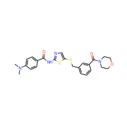 CN(C)c1ccc(C(=O)Nc2ncc(SCc3cccc(C(=O)N4CCOCC4)c3)s2)cc1 ZINC000036184842