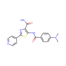 CN(C)c1ccc(C(=O)Nc2sc(-c3ccncc3)nc2C(N)=O)cc1 ZINC000149955348