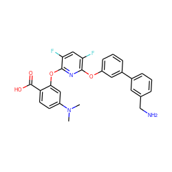 CN(C)c1ccc(C(=O)O)c(Oc2nc(Oc3cccc(-c4cccc(CN)c4)c3)c(F)cc2F)c1 ZINC000045286229