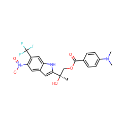 CN(C)c1ccc(C(=O)OC[C@@](C)(O)c2cc3cc([N+](=O)[O-])c(C(F)(F)F)cc3[nH]2)cc1 ZINC000034801520