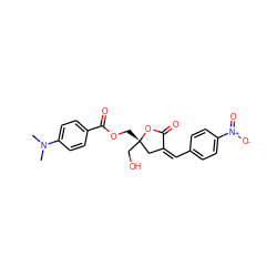 CN(C)c1ccc(C(=O)OC[C@]2(CO)C/C(=C/c3ccc([N+](=O)[O-])cc3)C(=O)O2)cc1 ZINC000042920104