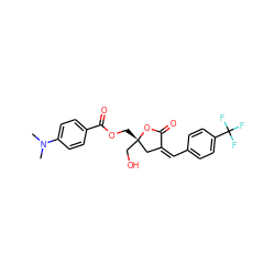 CN(C)c1ccc(C(=O)OC[C@]2(CO)C/C(=C/c3ccc(C(F)(F)F)cc3)C(=O)O2)cc1 ZINC000040891704