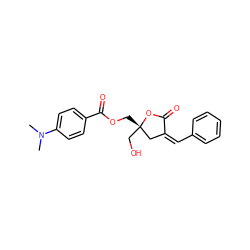 CN(C)c1ccc(C(=O)OC[C@]2(CO)C/C(=C/c3ccccc3)C(=O)O2)cc1 ZINC000040845102