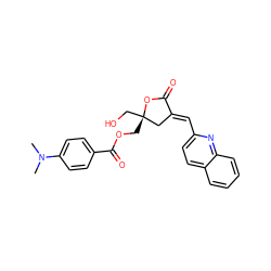 CN(C)c1ccc(C(=O)OC[C@]2(CO)C/C(=C\c3ccc4ccccc4n3)C(=O)O2)cc1 ZINC000040401675