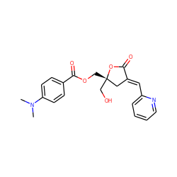 CN(C)c1ccc(C(=O)OC[C@]2(CO)C/C(=C\c3ccccn3)C(=O)O2)cc1 ZINC000045498376