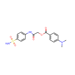 CN(C)c1ccc(C(=O)OCC(=O)Nc2ccc(S(N)(=O)=O)cc2)cc1 ZINC000002639864