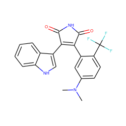 CN(C)c1ccc(C(F)(F)F)c(C2=C(c3c[nH]c4ccccc34)C(=O)NC2=O)c1 ZINC000066104079