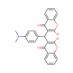 CN(C)c1ccc(C(c2c(O)oc3ccccc3c2=O)c2c(O)oc3ccccc3c2=O)cc1 ZINC000004062977