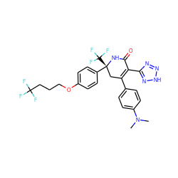 CN(C)c1ccc(C2=C(c3nn[nH]n3)C(=O)N[C@](c3ccc(OCCCC(F)(F)F)cc3)(C(F)(F)F)C2)cc1 ZINC001772649052