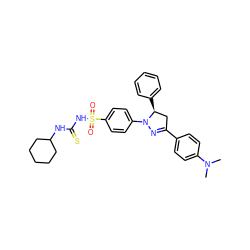 CN(C)c1ccc(C2=NN(c3ccc(S(=O)(=O)NC(=S)NC4CCCCC4)cc3)[C@@H](c3ccccc3)C2)cc1 ZINC000169339742