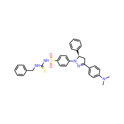 CN(C)c1ccc(C2=NN(c3ccc(S(=O)(=O)NC(=S)NCc4ccccc4)cc3)[C@@H](c3ccccc3)C2)cc1 ZINC000169339711