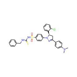 CN(C)c1ccc(C2=NN(c3ccc(S(=O)(=O)NC(=S)NCc4ccccc4)cc3)[C@@H](c3ccccc3Cl)C2)cc1 ZINC000169339724