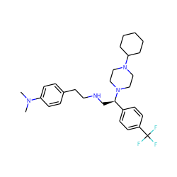 CN(C)c1ccc(CCNC[C@H](c2ccc(C(F)(F)F)cc2)N2CCN(C3CCCCC3)CC2)cc1 ZINC000028522866