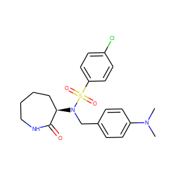 CN(C)c1ccc(CN([C@@H]2CCCCNC2=O)S(=O)(=O)c2ccc(Cl)cc2)cc1 ZINC000028957600