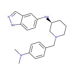 CN(C)c1ccc(CN2CCC[C@H](Nc3ccc4[nH]ncc4c3)C2)cc1 ZINC000114339799