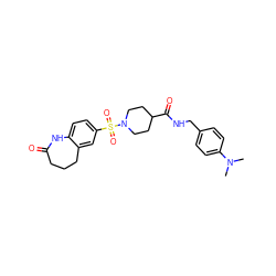 CN(C)c1ccc(CNC(=O)C2CCN(S(=O)(=O)c3ccc4c(c3)CCCC(=O)N4)CC2)cc1 ZINC000015936501