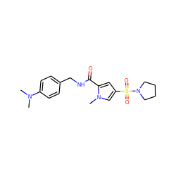 CN(C)c1ccc(CNC(=O)c2cc(S(=O)(=O)N3CCCC3)cn2C)cc1 ZINC000006781580