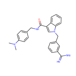 CN(C)c1ccc(CNC(=O)c2cn(Cc3cccc(C(=N)N)c3)c3ccccc23)cc1 ZINC000012355219