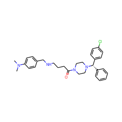 CN(C)c1ccc(CNCCCC(=O)N2CCN([C@@H](c3ccccc3)c3ccc(Cl)cc3)CC2)cc1 ZINC000043203585