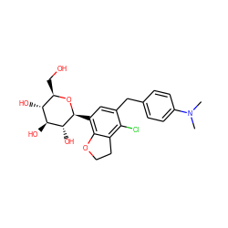 CN(C)c1ccc(Cc2cc([C@@H]3O[C@H](CO)[C@@H](O)[C@H](O)[C@H]3O)c3c(c2Cl)CCO3)cc1 ZINC000206065380