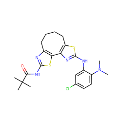 CN(C)c1ccc(Cl)cc1Nc1nc2c(s1)CCCCc1nc(NC(=O)C(C)(C)C)sc1-2 ZINC000209984057