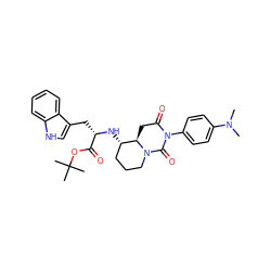 CN(C)c1ccc(N2C(=O)C[C@@H]3[C@@H](N[C@@H](Cc4c[nH]c5ccccc45)C(=O)OC(C)(C)C)CCCN3C2=O)cc1 ZINC000028457696