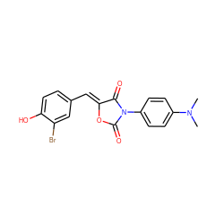 CN(C)c1ccc(N2C(=O)O/C(=C\c3ccc(O)c(Br)c3)C2=O)cc1 ZINC000084619714